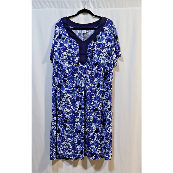 JMS Plus Size Dress 4X Blue floral - Picture 1 of 4